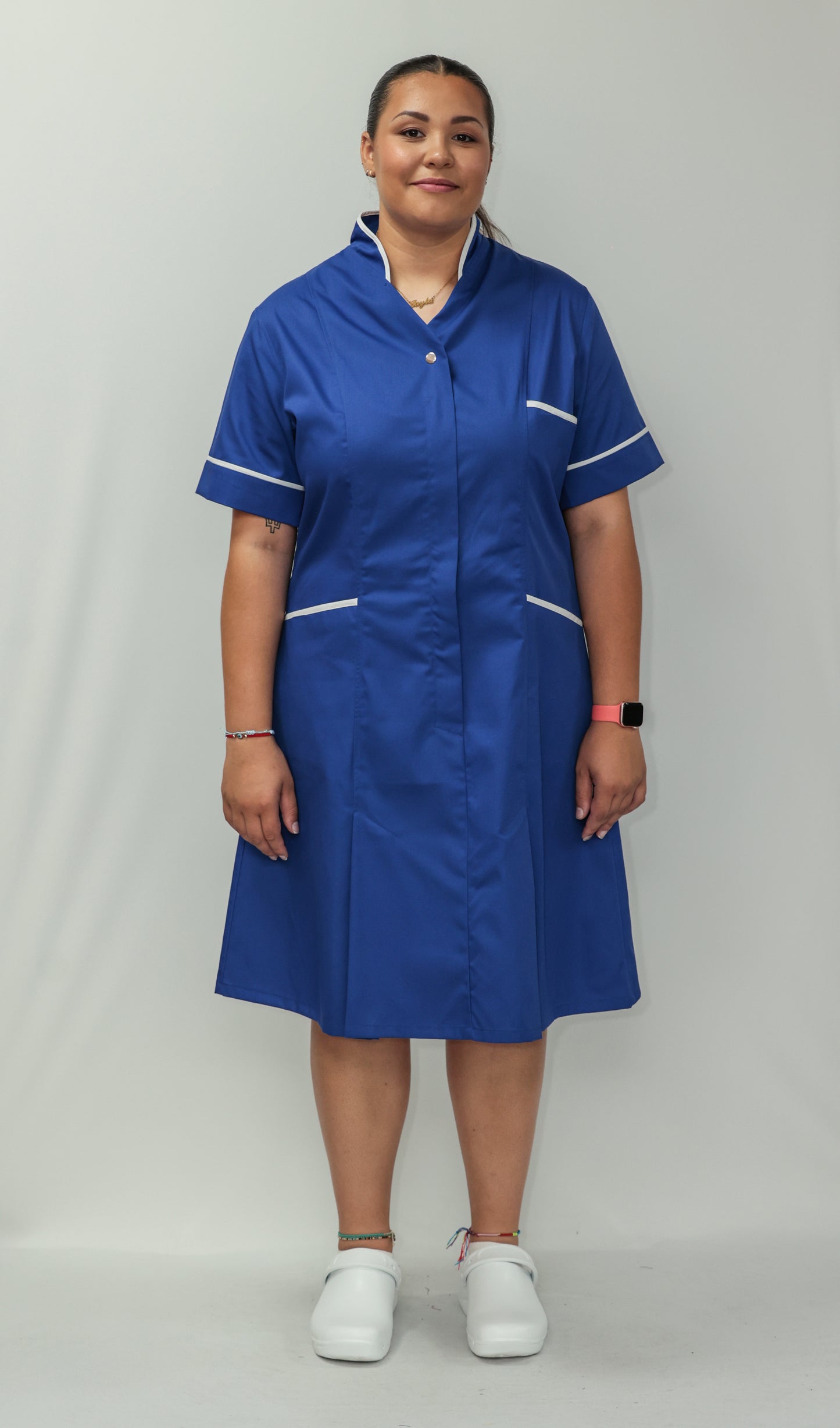 Nurses Dress Mandarin Collar White Piping