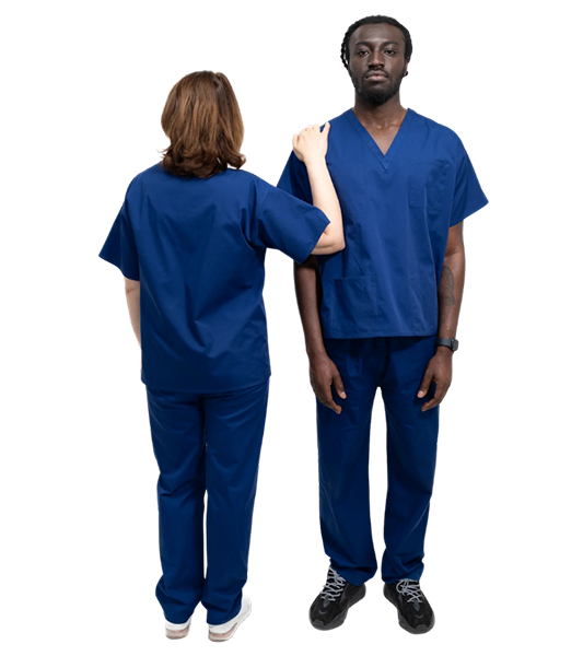 Medical Health Scrubs Royal Blue Short Sleeve V neck Top Unisex Men/Women
