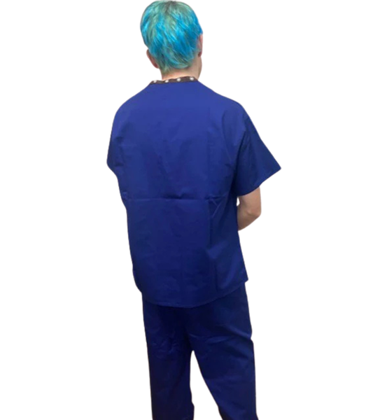Medical Health Scrubs Royal Blue Short Sleeve V neck Top Unisex Men/Women
