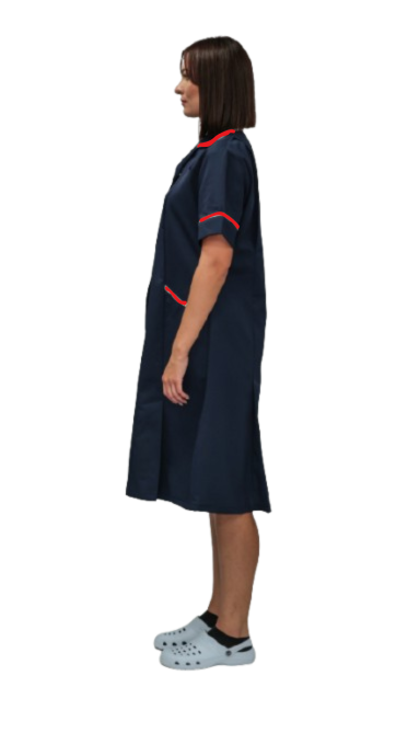 Nurses Dress Classic Collar w/Red Piping & Zip