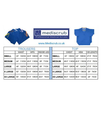 Medical Health Professionals Royal Blue Scrubs Set Unisex Men/Women 2 piece