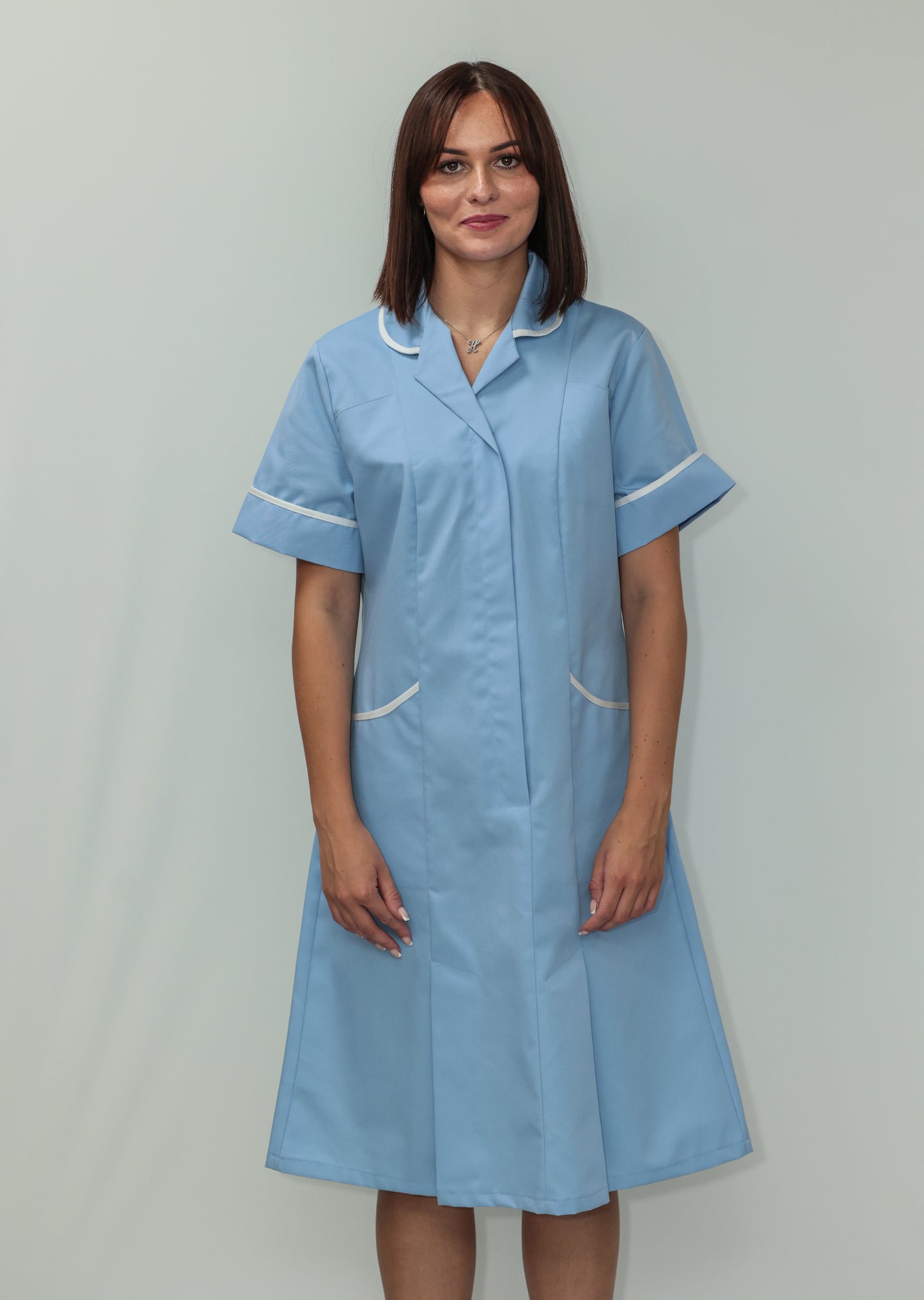 Nurses Dress Classic Collar White Piping
