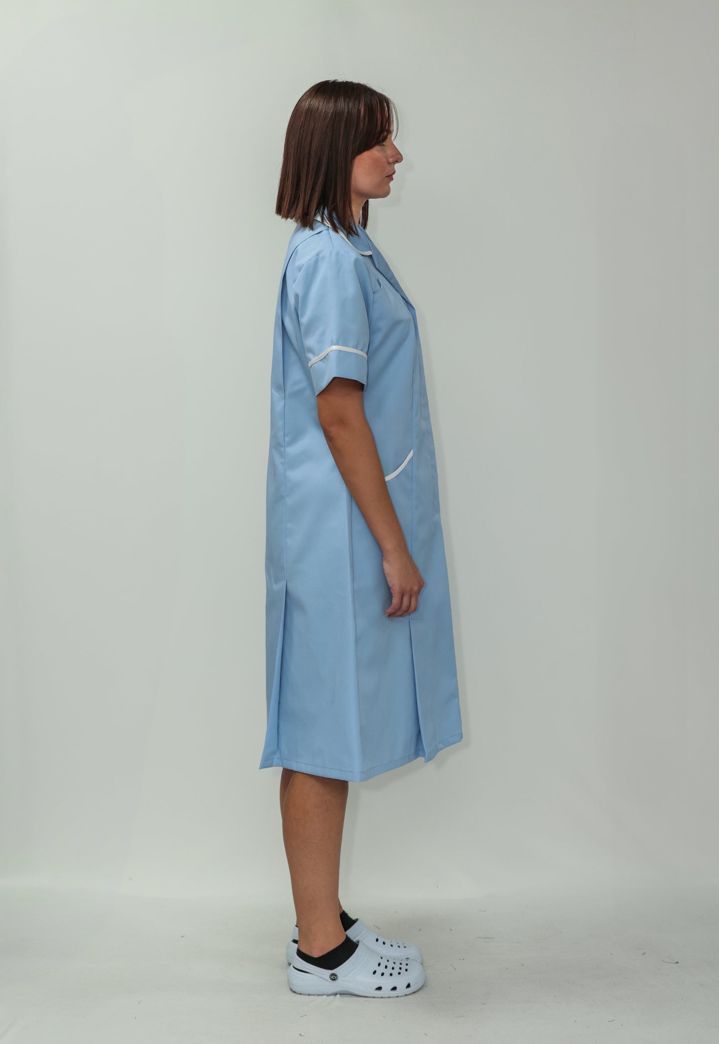 Nurses Dress Classic Collar White Piping