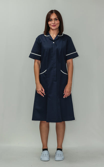 Nurses Dress Classic Collar White Piping