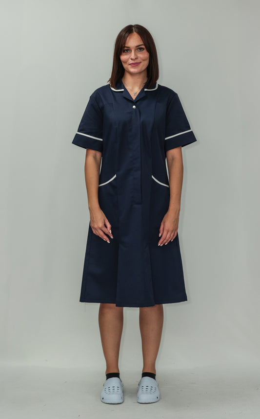 Nurses Dress Classic Collar White Piping