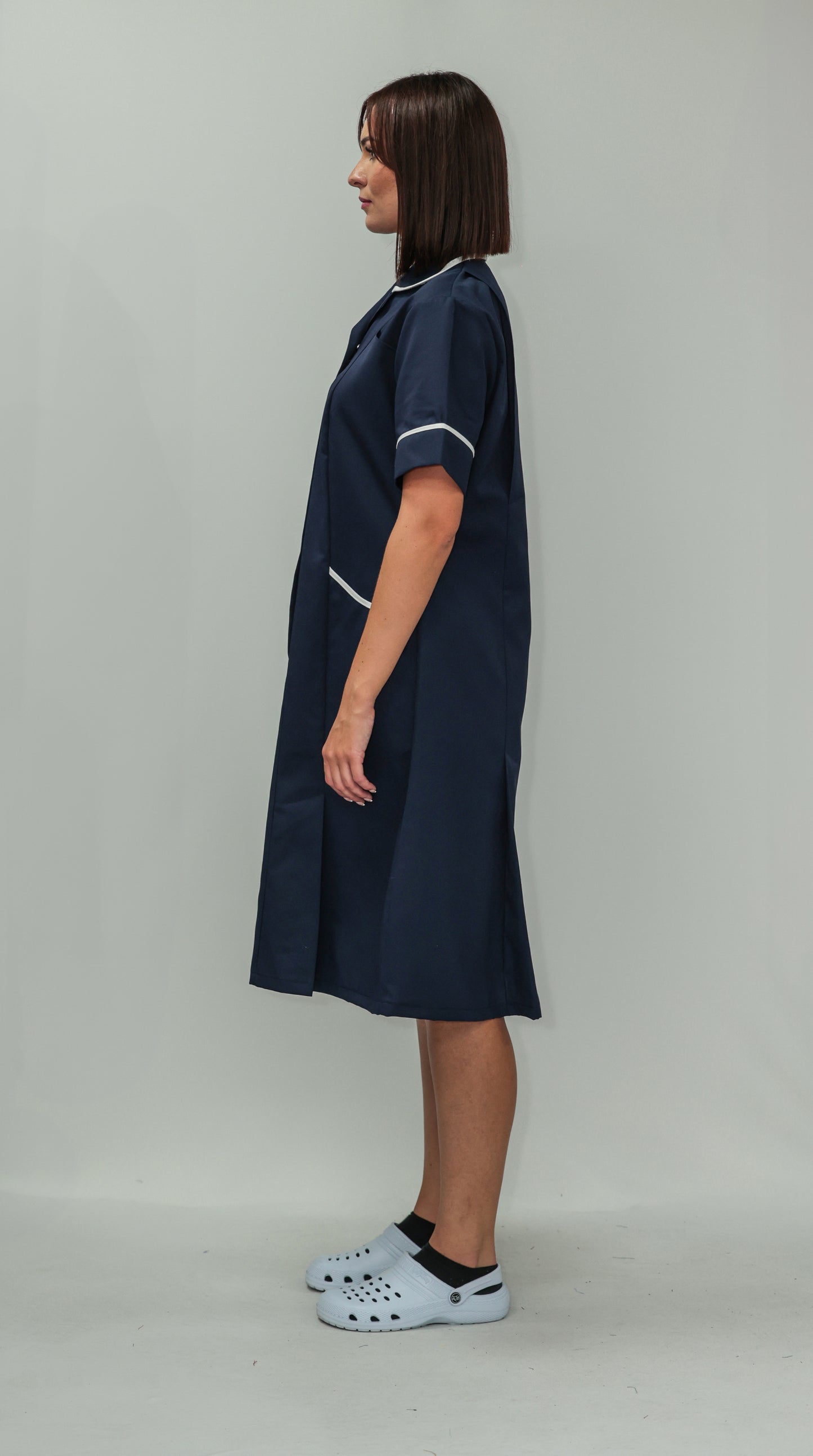 Nurses Dress Classic Collar White Piping