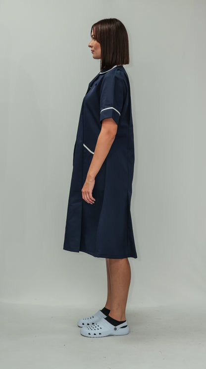 Nurses Dress Classic Collar White Piping