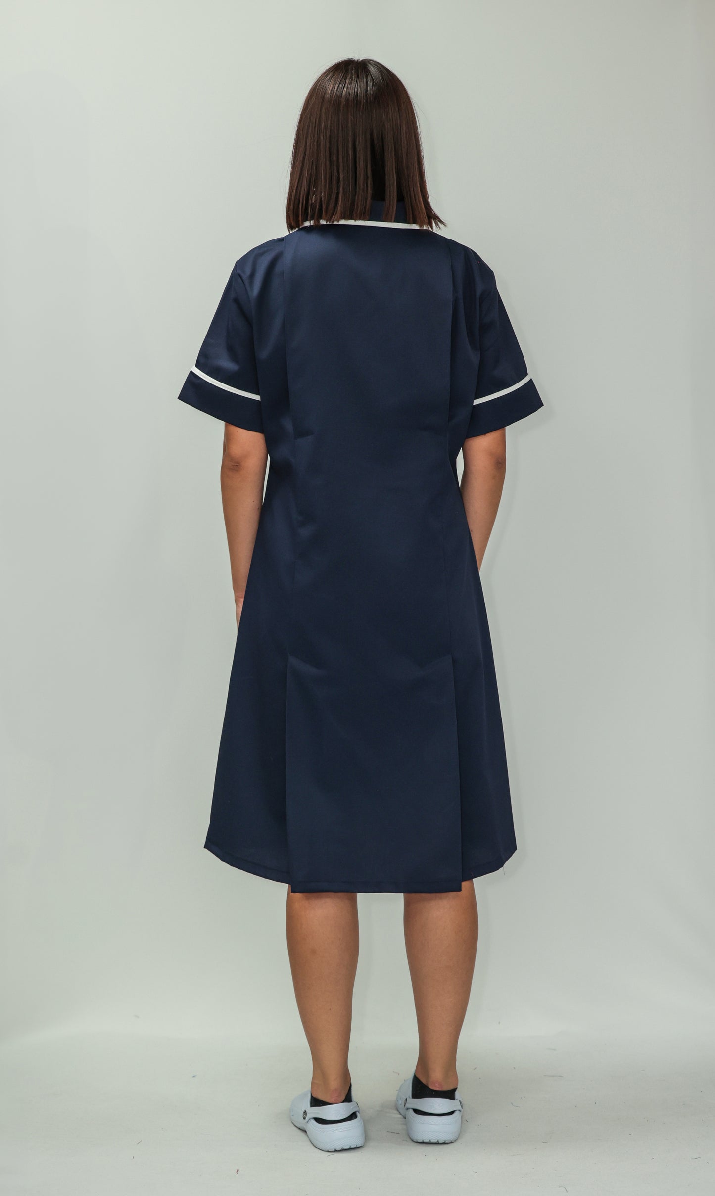 Nurses Dress Classic Collar White Piping