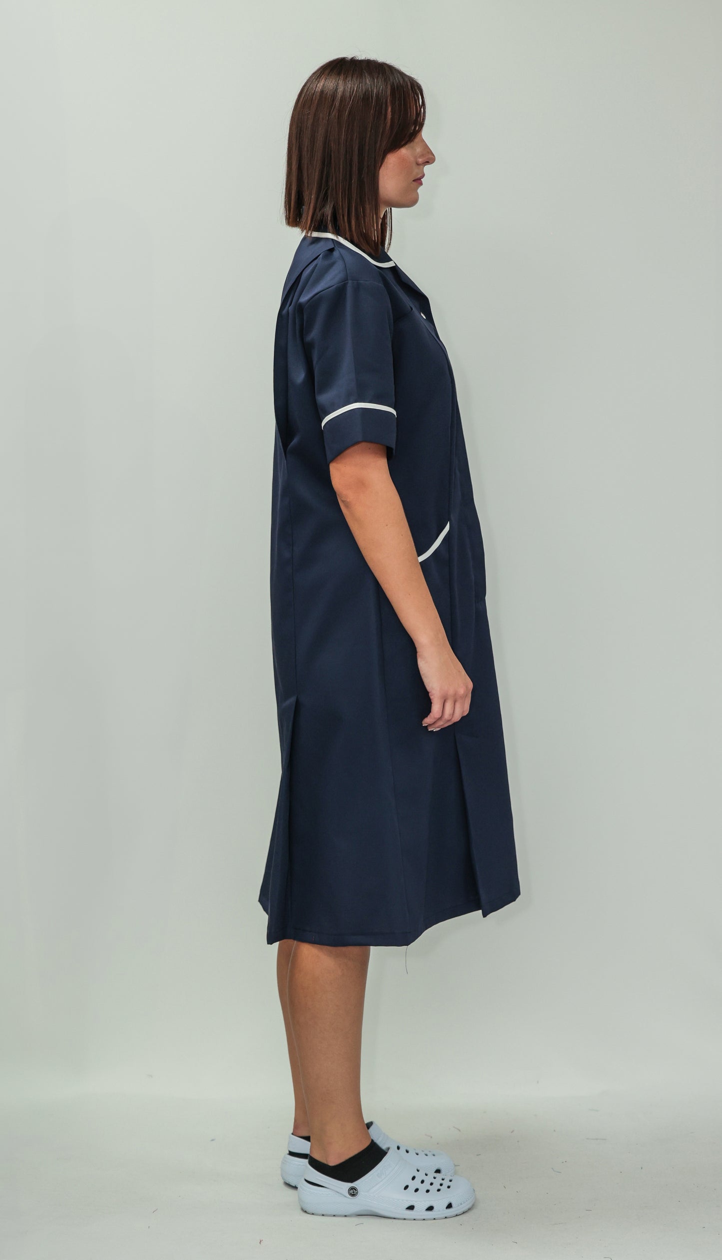 Nurses Dress Classic Collar White Piping