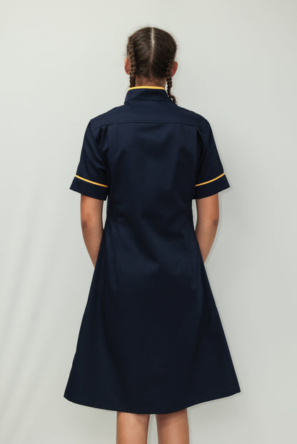 Nurses Dress Mandarin Collar Yellow Piping