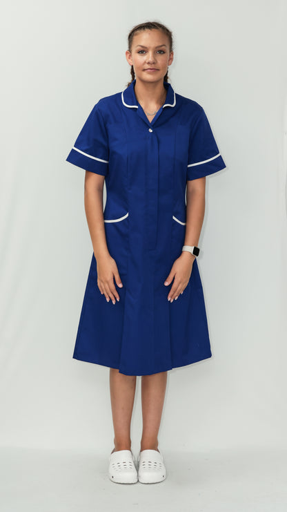 Nurses Dress Classic Collar White Piping