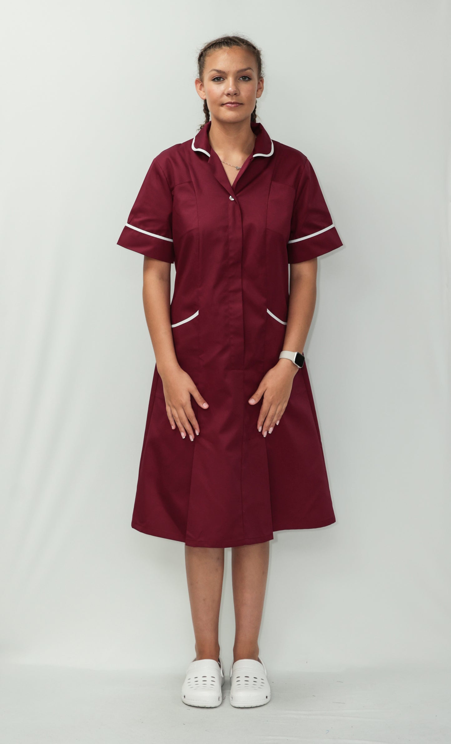 Nurses Dress Classic Collar White Piping