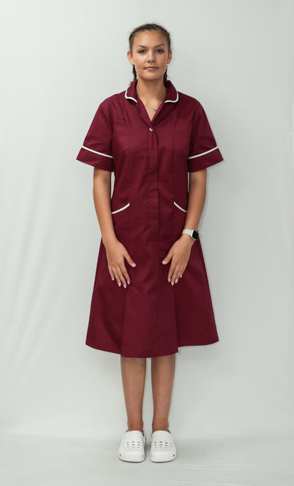 Nurses Dress Classic Collar White Piping