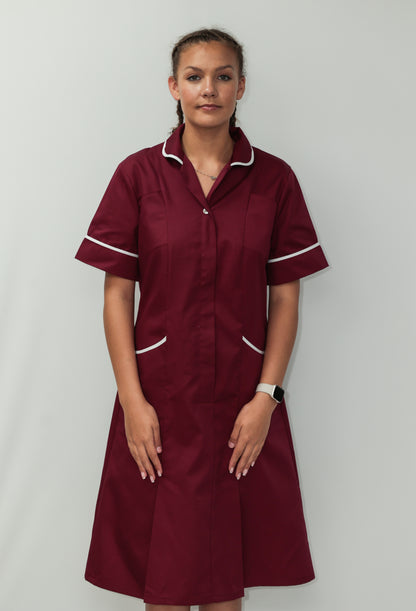 Nurses Dress Classic Collar White Piping