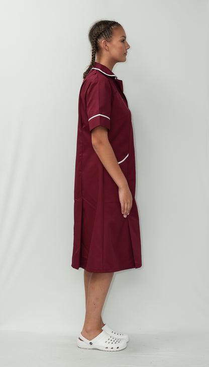 Nurses Dress Classic Collar White Piping