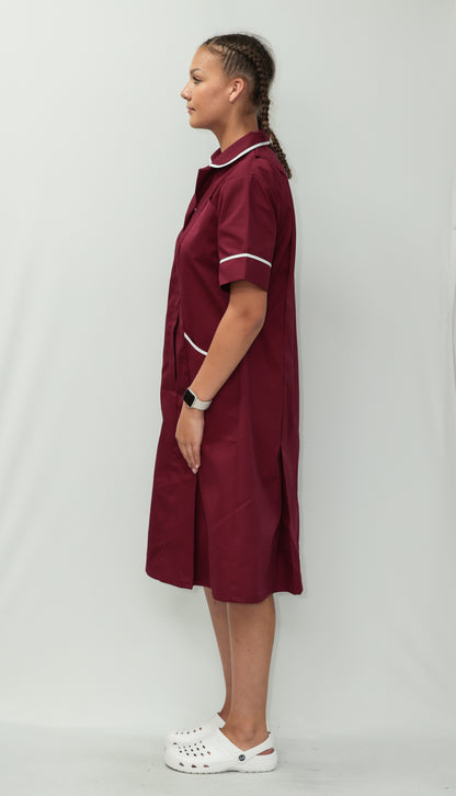 Nurses Dress Classic Collar White Piping