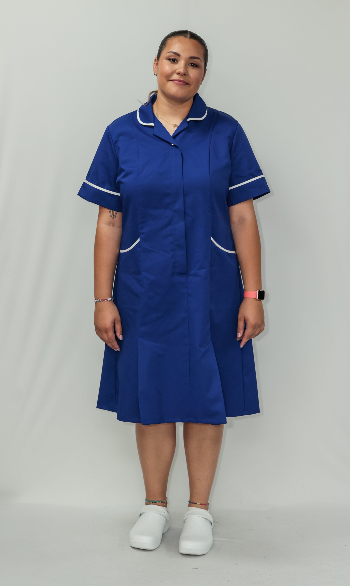 Nurses Dress Classic Collar White Piping