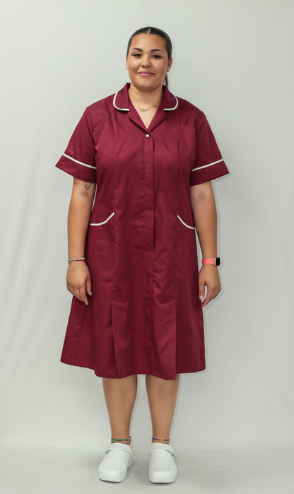 Nurses Dress Classic Collar White Piping