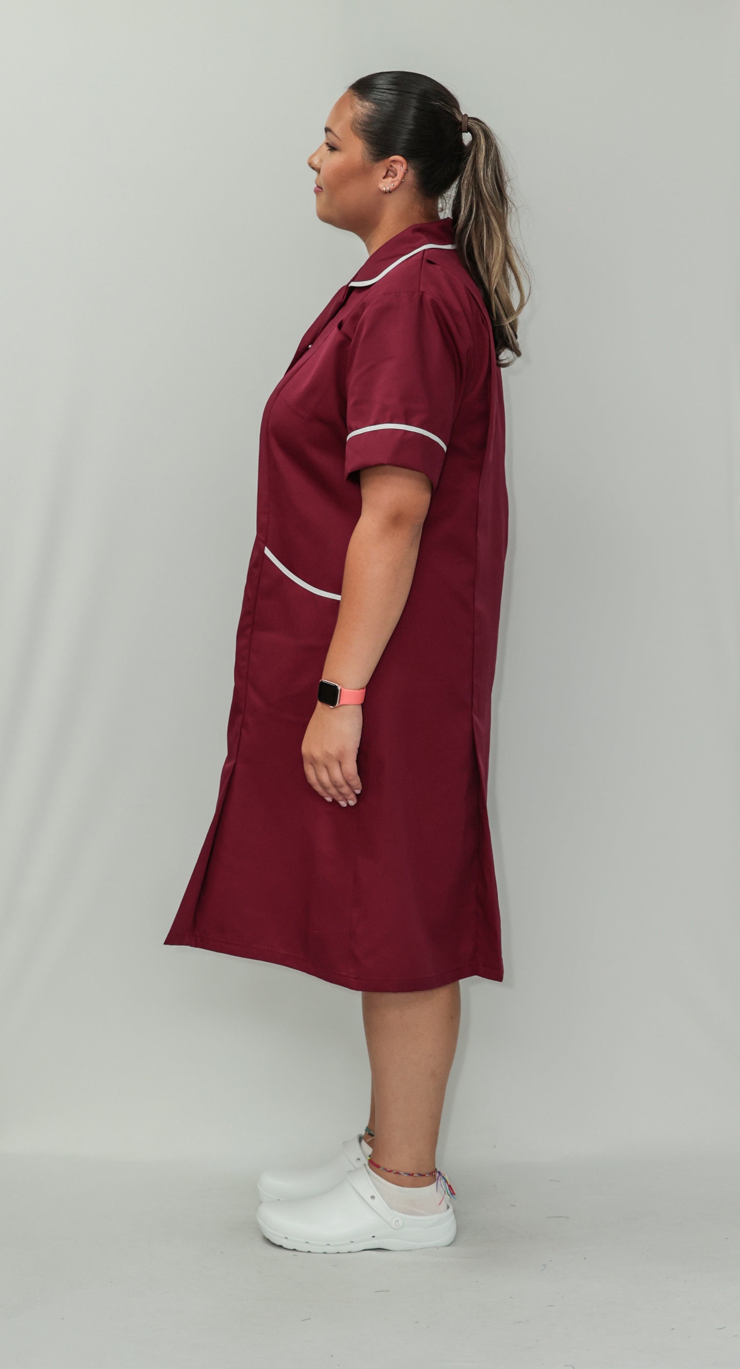 Nurses Dress Classic Collar White Piping