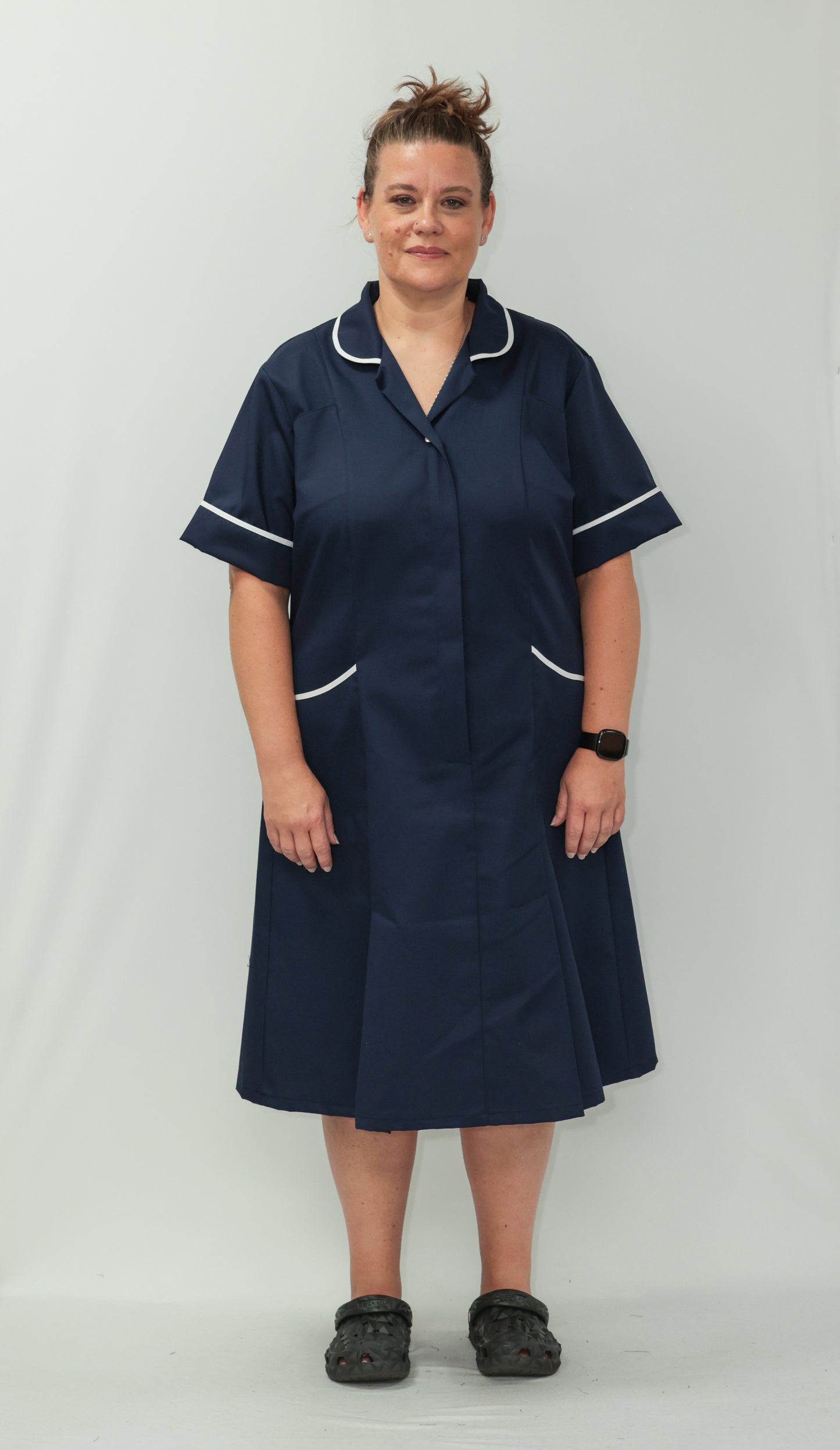 Nurses Dress Classic Collar White Piping