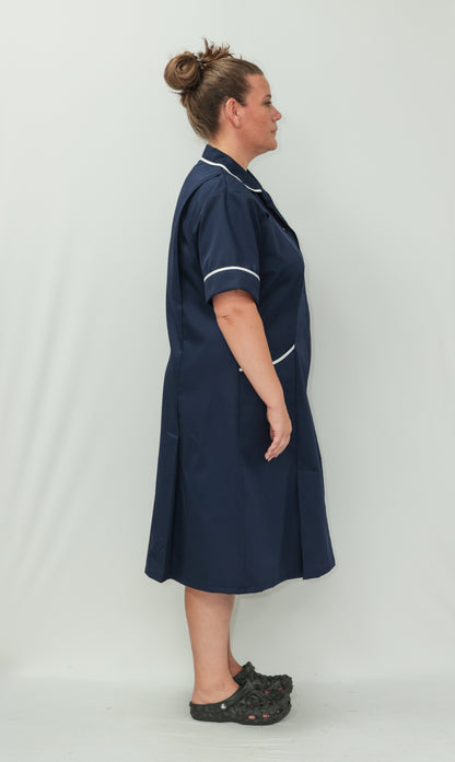 Nurses Dress Classic Collar White Piping