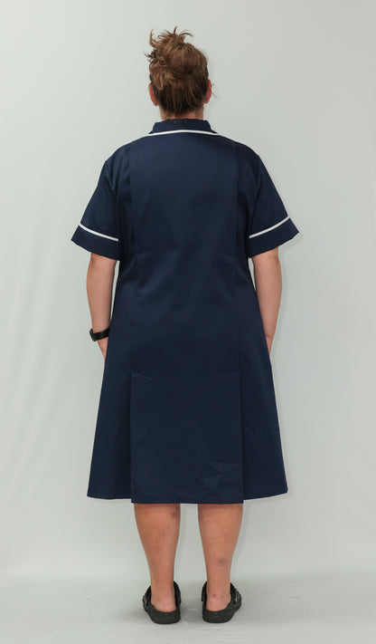 Nurses Dress Classic Collar White Piping