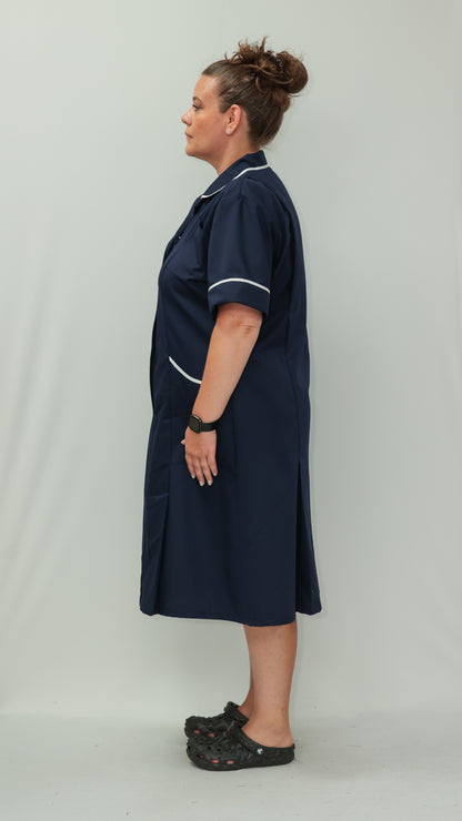 Nurses Dress Classic Collar White Piping