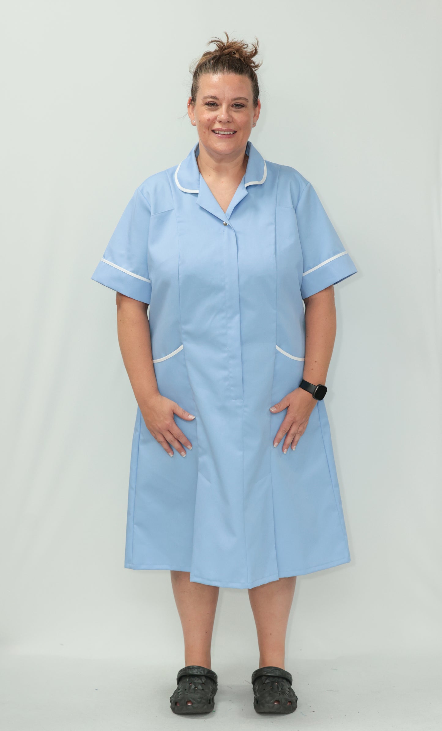 Nurses Dress Classic Collar White Piping