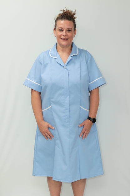 Nurses Dress Classic Collar White Piping