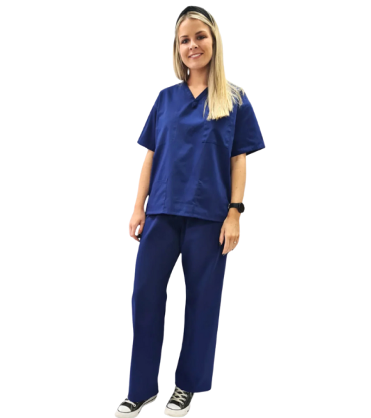 Medical Health Scrubs Royal Blue Short Sleeve V neck Top Unisex Men/Women