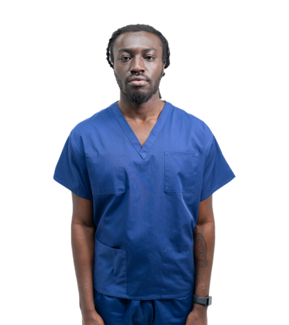 Medical Health Scrubs Royal Blue Short Sleeve V neck Top Unisex Men/Women