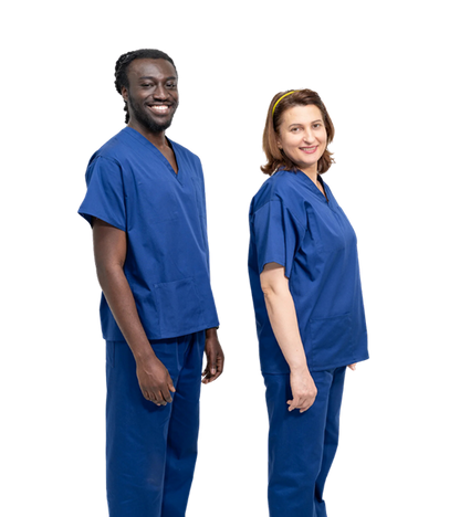 Medical Health Scrubs Royal Blue Short Sleeve V neck Top Unisex Men/Women