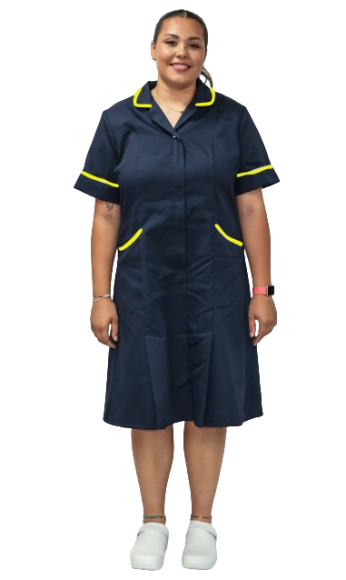 Nurses Dress Classic Collar Yellow Piping