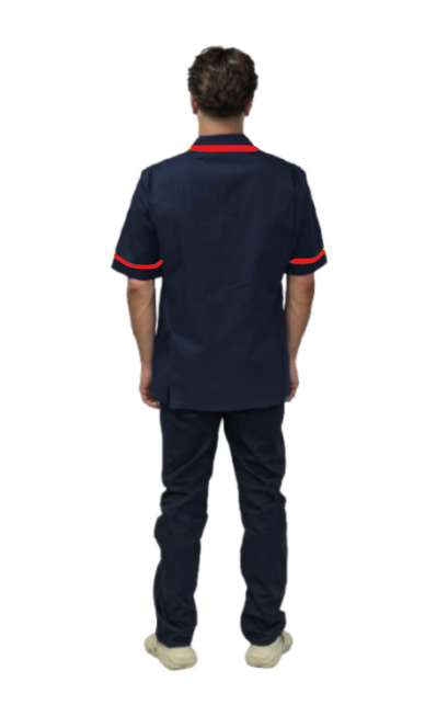 Male Healthcare Tunic w/Red Piping & Zip