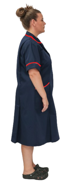 Nurses Dress Classic Collar w/Red Piping & Zip