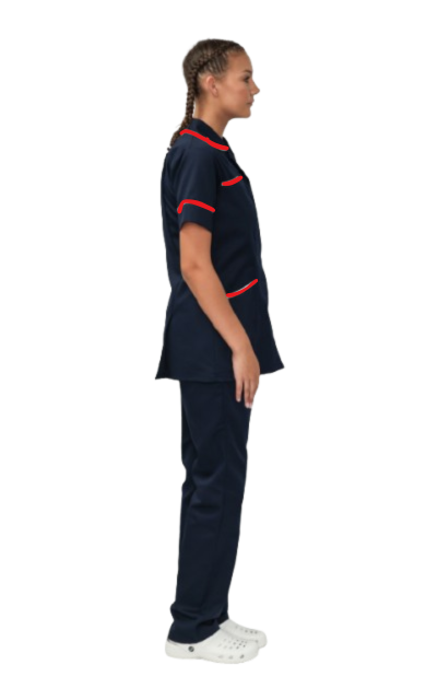 Female Healthcare Tunic w/Red Piping & Zip