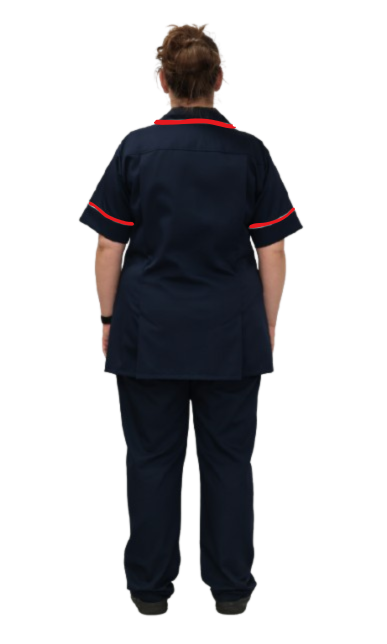 Female Healthcare Tunic w/Red Piping & Zip