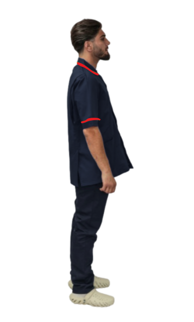 Male Healthcare Tunic w/Red Piping & Zip