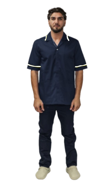 Male Healthcare Tunic w/White Piping & Zip