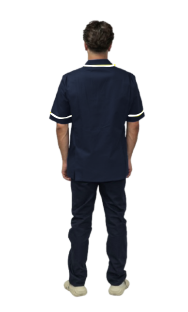 Male Healthcare Tunic w/White Piping & Zip