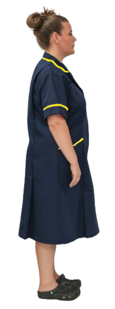 Nurses Dress Classic Collar w/Yellow Piping & Zip