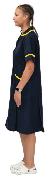 Nurses Dress Classic Collar w/Yellow Piping & Zip