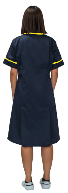 Nurses Dress Classic Collar w/Yellow Piping & Zip