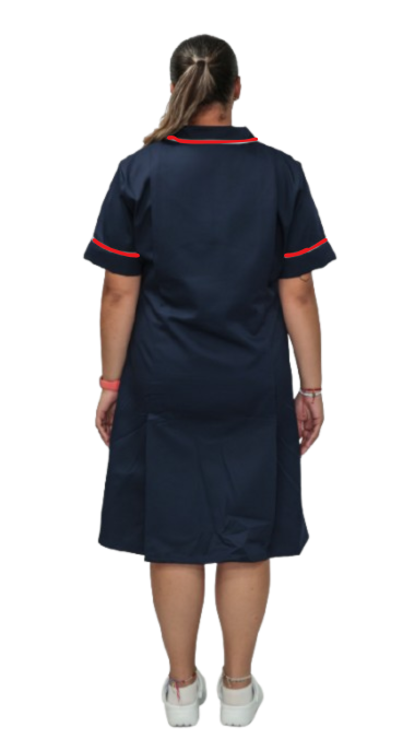 Nurses Dress Classic Collar w/Red Piping & Zip