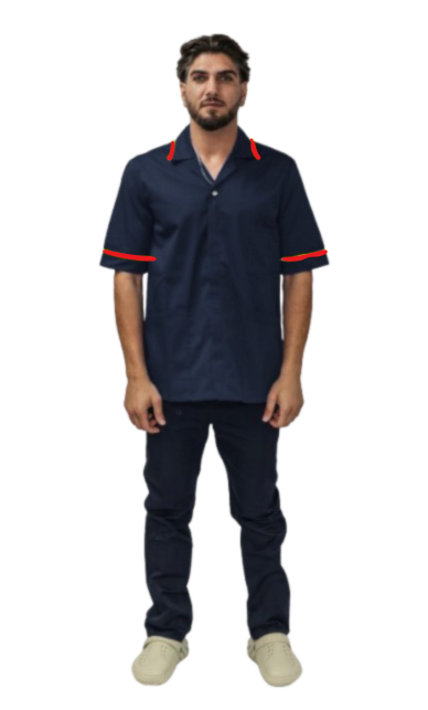 Male Healthcare Tunic w/Red Piping & Zip