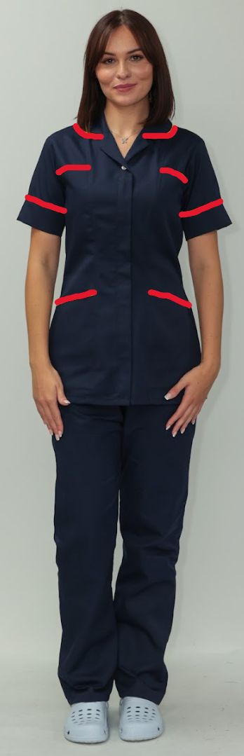 Female Healthcare Tunic w/Red Piping & Zip